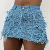 Saias BuildingB borlações sólidas estilo jeans vintage estilo curta saia mulher feminina casual cintura alta roupas de rua de fundo magro de roupas de rua