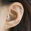 Stud Earrings MC S925 Sterling Silver Flat Helix 18k Gold Feather Heart Flower Earring For Women Trinket Aretes Single Piercing Ear