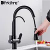 Filter Kitchen Faucet Matte Black Brass Kitchen Faucet With Pure Water Pull Out Style Kitchen Faucet Rotatble Cold Crane T20083368