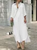 Casual Jurken ZNAZEA Mode Vrouwen Shirtdress Herfst Werk OL Vakantie Jurk Effen Kleur Lange Mouw Knoppen Down Losse Zoom Split