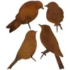 Articles de nouveauté oiseaux patinés avec vis à visser dans le bois 4 oiseaux rouillés en métal rouille décoration de jardin Figure 300e
