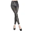 Pantaloni da donna Lucidi da donna Metallic Skinny con elastico in vita per spettacoli teatrali Disco Party Costume Clubwear