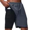 Pantalones cortos para correr para hombre, pantalones cortos deportivos 2 en 1 para entrenamiento de gimnasia, entrenamiento de secado rápido, pantalones cortos para correr de doble cubierta, pantalones cortos de verano para hombre 240119