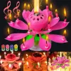 Birthday Cake Music Candles Rotating Lotus Flower Christmas Festival Decorative Music Wedding Party Decorat qylXyV 11 LL