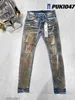 Mode Heren Paarse Jeans Designer Distressed Tear Cyclist Dames Denim Luxe Nieuwe Splicing Ripped Straight Leg Heren Zwarte Broek 32 7WK2 3W7D