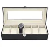 Titta på lådor Fall Faux Leather 6 Grid Display Box Case Black Storage Organizer12388