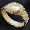 Altri orologi Lussuosi orologi placcati oro 18 carati Orologio da uomo popolare hip-hop con diamanti al quarzo Orologio ghiacciato di fascia alta in acciaio inossidabile Dropshipping J240131