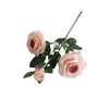 装飾的な花人工植物現実的なバラの花の花束3ヘッド明るい色のシミュレーション簡単なメンテナンス結婚式