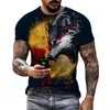 メンズTシャツ3Dオオカミプリントメンズ半袖夏のカジュアルオネックスポーツウェアレトロストリートウェア特大のメンズTシャツヒップホップTシャツトップ