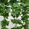 Luyue 10pcs sztuczny jedwabny liść winogron girland Faux Vine Ivy Indoor Outdoor Decor Wedding Flower Green Liście Boże Narodzenie 2011259U