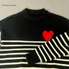 Ami Track Love A Stripe Fransız Moda Markası Gevşek Külot Yuvarlak Boyun Çift Örme Süveter Dış Giyim