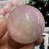 Dekorativa figurer Vackra ängel Aura Crystal Sphere Ball Electropated Natural Pink Rose Quartz Healing Home Decoration