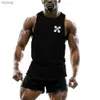 Herrtankstoppar y2k Belly Black Sports Gym Mens Tank Top Summer Fashion Sleeveless Shirt Black Tank Top Hip Hop Tracksuit Top Small Print YQ240131