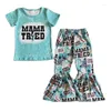 Clothing Sets Mama Tried Baby Girl Clothes Short Sleeve Western Bull Skull Shirt Bell Bottom Pants Outfits Toddler Children Mother's Day Set