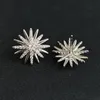 DY 19mm Sparkling Cubic Zirconia Stud Earrings Stylish Chic Double-layer Star Design White Gold Plated for Women 240123