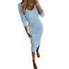 Casual Kleider Frauen Elegante Gestrickte Rippen Maxi Kleid 2024 Herbst Solide Langarm Bodycon Abend Party Bleistift Jumper Pullover