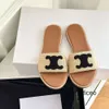 Top quality Lympia flat slides slipper women Raffia sandals Beach shoes Luxury designer slides for womens Holiday Walking shoes Factory footwear