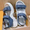 Archlight Sandal 1ABHOR Denim Blue Oversized rubberen buitenzool damessandaal designer sandalen platform sandalen Letter Logo Sandalen zomersandalen Vakantie sandaal