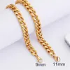 9 11mm Width S Gold Black Titanium Stainless Cuban Link Chain For Men Female Big And Long Necklace Jewelry Gift1314J