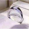 Cluster Rings Classic Original Solid 925 Silver Set 6mm 2ct Diamond Engagement Jewelry Wedding for Women Män storlek 6-13