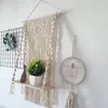 Tapestries Nordic Hand-Woven Macrame Wall Hanging Rope Shelf Indoor Plant Rack Stand Bohemian Tapestry Home Decor Ornament