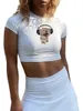 Женские футболки Y2K, укороченный топ с короткими рукавами и принтом для женщин, милая сексуальная рубашка с рисунком в стиле панк, специальная футболка для девочек-подростков, уличная одежда