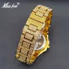 Andere horloges Missfox Gouden Horloges Voor Heren Klassiek Vierkant Hiphop Trend Herenhorloge Luxe Stijlvolle Diamanten Klok Met Kalender Dropshipping J240131