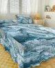 Bed Skirt Marble Blue And Gold Abstract Elastic Fitted Bedspread With Pillowcases Mattress Cover Bedding Set Sheet