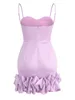 Sexy Light Purple Court Prom Party Robe 2024 Spaghtti Bretelles Volants Gaine Soirée Robes Formelles Anniversaire Robes De Cocktail Robe De Soirée