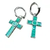 Örhängen designer för kvinnor 925 Sterling Silver Emerald Cross Jesus Vintage Letter Earring Stud med presentförpackning för gåva smyckesfest