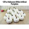 12 pçs halloween artificial abóboras brancas colheita outono decoração de ação de graças para feira comercial escola shopping mall12700