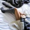 Femmes chaussettes chaud mode sur genou laine tricot élastique longues dames cuissardes violet Beige 65 cm