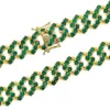 Fashion 5a Cyrcon okrągły kryształ cZ utwardzony tenis kubański naszyjnik dla kobiet samice zielony kolor cZ Hip Hop Biżuterii Prezenty x0509341d