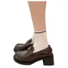 Модельные туфли, женские туфли на каблуке на платформе, 2024 г., Мэри Джейн, удобные женские туфли-лодочки на массивном каблуке, осенняя кожаная униформа в стиле ретро