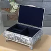 Винтажная металлическая серебряная цветочная коробка для хранения ювелирных изделий, декоративная сувенирная подарочная коробка