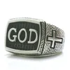 Mens Boys 316L rostfritt stål Cool Cross God Jesus Christ Ring Est Cluster Rings2810