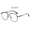 Sonnenbrille Retro Metall Doppelstrahl Übergroßer quadratischer Rahmen Einfache Brille Pilot Herren Anti-Blaulicht Gafas Mujer