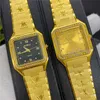 Andere horloges Nieuw horloge 24K goud Herenhorloge Vierkant Grote wijzerplaat Europese Retro chuck Gouden horloge Kristal Dameshorloge Technologie J240131