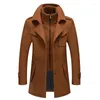 Giacche da uomo 2024 Cappotto invernale in lana da uomo Moda doppio colletto Giacca spessa monopetto Trench misto casual Cappotti