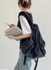 Skolväskor mode ruched dragstring ryggsäckar för kvinnor estetiskt nylon tyg ryggsäck ljusvikt elever väska rese kvinnlig Q364
