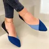 Sandálias femininas sapatos casuais moda plana cores misturadas senhoras mocassins apontou toe deslizamento feminino escritório