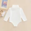 Rompertjes 0-24M baby jongens meisjes romper peuter baby effen kleur lange mouw coltrui hoge stretch bodysuit