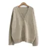 Grey Knit Cardigan Women Long Sleeve V-Neck Button Up Plain Sweater Ladies Fall Winter Casual Outfit 240131