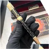 Balpennen Groothandel Limited Edition Elizabeth Pen Hoge kwaliteit Zwart Metaal Gouden Sier Graveren Rollerball Fontein Schrijven Offi Dhd8K