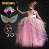 Girl Dresses Girls Unicorn Dress Kids Floral Communion Ball Gown Floor Length Children's Evening Party Long Tulle Tiered Tutu