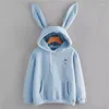 Kvinnors hoodies kvinnor flickor örat långärmad hoodie höst på hösten vinter varma tröja damer casual hooded pullover tops rock