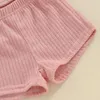 Kleidungssets Mode Sommer Baby Mädchen 2 Stücke Outfits Einfarbig Ärmel Taste Cami Tops Shorts Set Säuglingskleidung Für Kleinkind