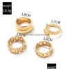 Solitaire Ring 4Pcs Set Punk Metal Anillos Round Rings Gold Color Open For Women Fashion Finger Accessories Jewelry 231012 Drop Deliv Dhctw