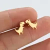 Boucles d'oreilles Jisensp mode Animal mignon pour les femmes dessin animé dinosaure cerf en acier inoxydable bijoux de noël cadeau