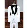 Мужские костюмы Белый комплект из 2 предметов с курткой и брюками Черный однобортный однобортный пиджак на пуговицах с шалью и пуговицами Свадебная одежда 2024 Блейзер Hombre